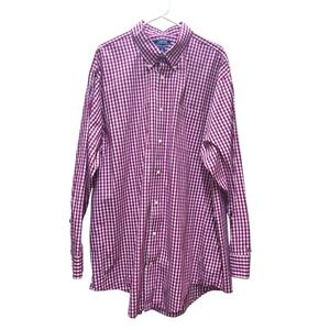 Long Sleeve Red Purple Pink White Check‎ Collar Button Down Mens 2XLT 2XL Tall